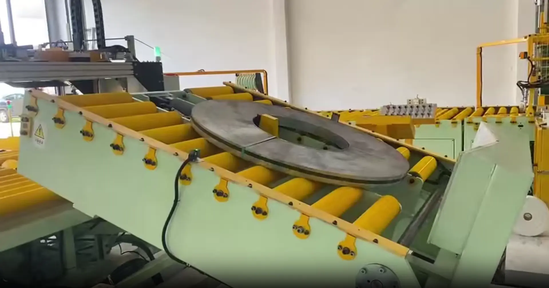 Steel coil wrapping machine demo